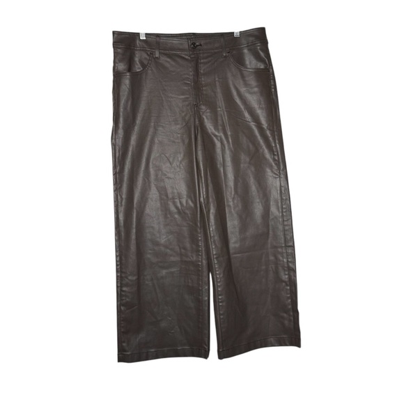 Chico's Coated Wide Leg Cropped Denim Jeans Mink Taupe Size 3 / 16 Brown - Picture 3 of 12